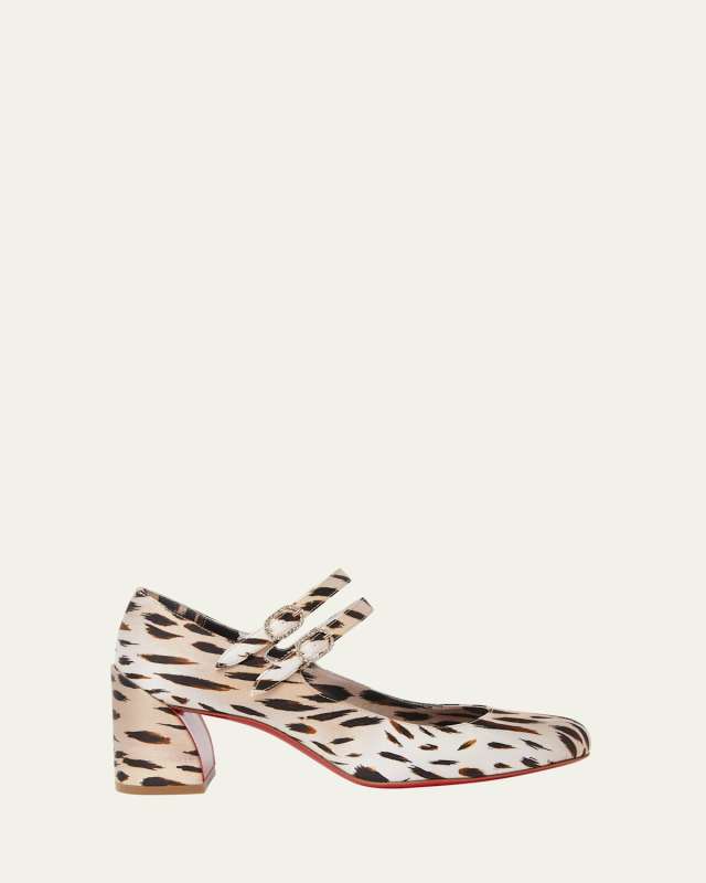 Miss Jane Animal Red Sole Mary Jane Pumps